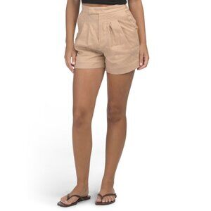 AQUA BLU Caramel Linen Blend Carrington Shorts